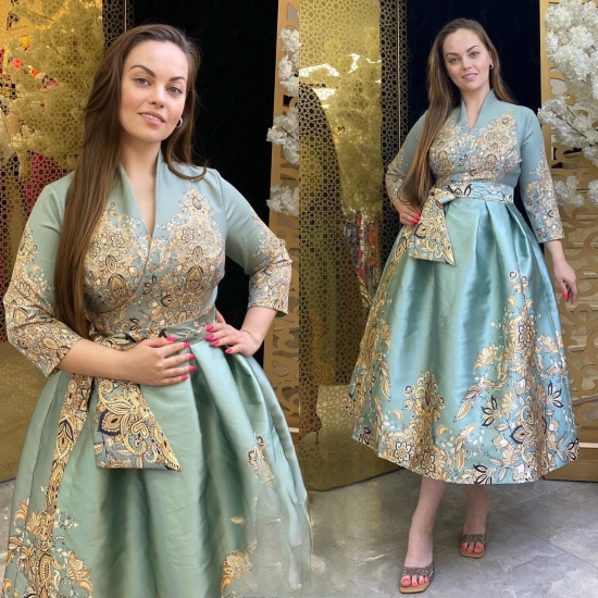 Golden seledynowa - sukienka na wesele plus size