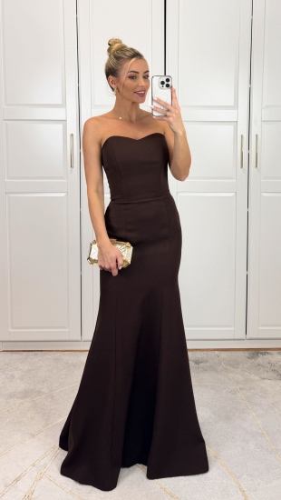 Winnie czekoladowa - elegancka sukienka o kroju syrenki
