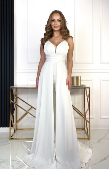 Symfia biały - elegancki kombinezon