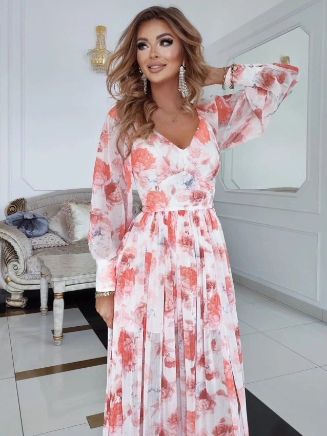 elegancka sukienka w kwiaty