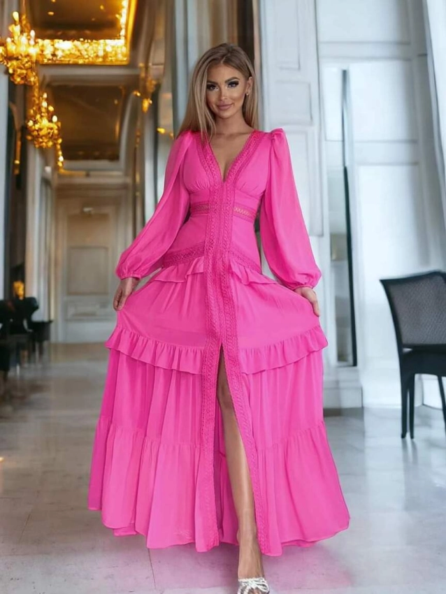 sukienka fuksjowa w stylu boho